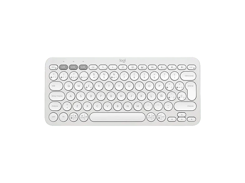 Teclado inalámbrico - Logitech K380S, Bluetooth-USB, Multidispositivo, Multisistema, Teclas programables, de accesos directos, Blanco