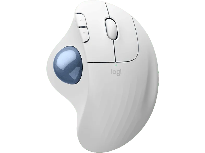 Ratón - Logitech Ergo M575S, Trackball inalámbrico, Botones personalizables, Ergonómico, 2000ppp, Clics silenciosos, 18 meses de pila, PC-Mac, Blanco