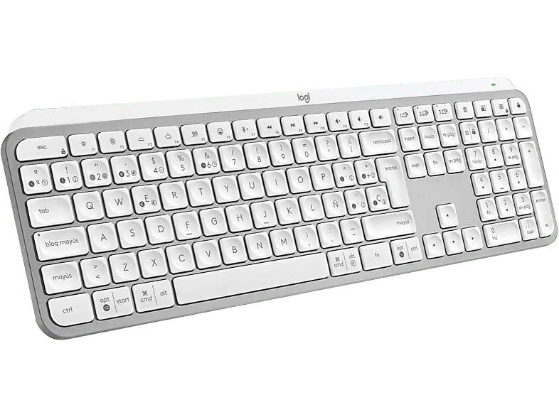 Teclado inalámbrico - Logitech MX Keys S, Bluetooth, USB, Teclas programables, Carga rápida, Retroiluminación, Multidispositivo, Windows/Mac, Blanco