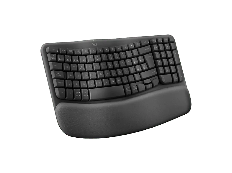 Teclado inalámbrico - Logitech Wave Keys, Logi Bolt, Reposamanos, Bluetooth, Multisistema, Teclas personalizables, Accesos directos, Negro