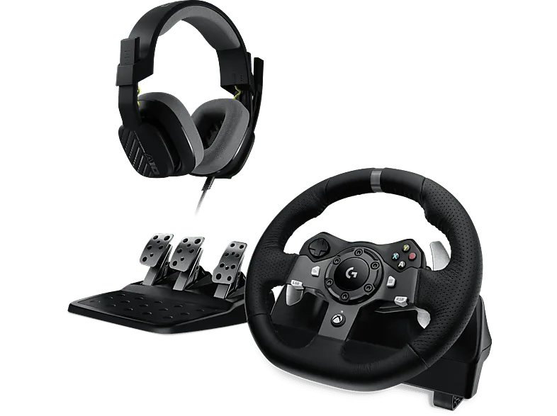 Volante - Combo Logitech G G920 + Auriculares gaming ASTRO A10, Xbox/PC, Force Feedback, Pedales ajustables, Giro 900°, Micrófono volteable, Negro