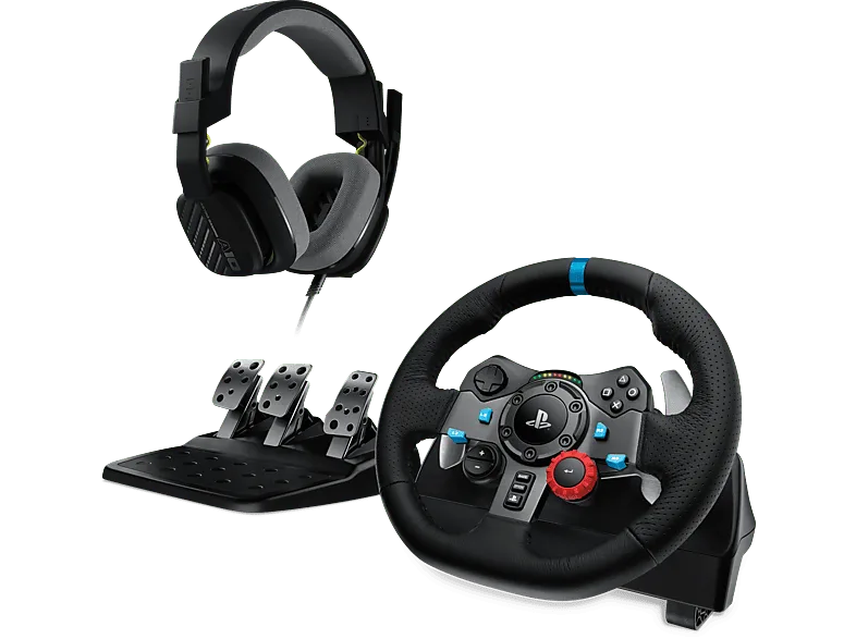 Volante - Logitech G G29 + Auriculares gaming ASTRO A10, PlayStation 5 y 4/PC, Micrófono volteable, Control de volumen, Force Feedback, Negro Blanco