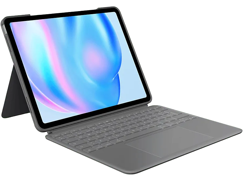 Funda con teclado - Logitech Combo Touch iPad Air-Pro 13'', Retroiluminación, Smart Connector, Teclado extraíble, Accesos directos, 4 modos, Gris