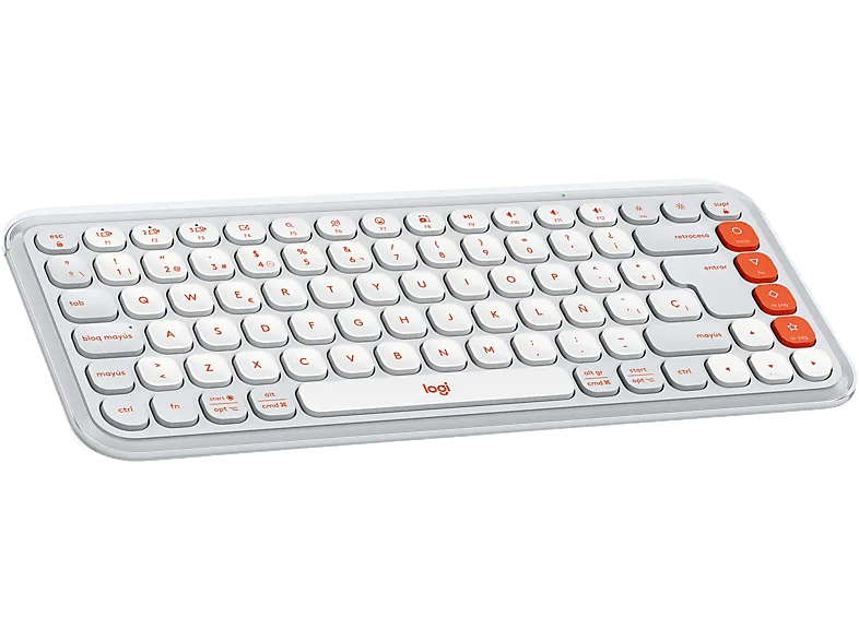 Teclado - Logitech Pop Icon Keys, Inalámbrico, Bluetooth, Teclas personalizables, Easy-Switch hasta 3 dispositivos, PC/Mac, años de batería, Blanco