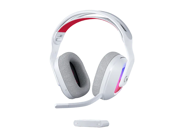 Auriculares gaming - Logitech G A20 X Lightspeed, Bluetooth, PS5-XBOX-Switch-PC, Playsync, Micrófono extraíble, Personalizable, Lightsync, Blanco