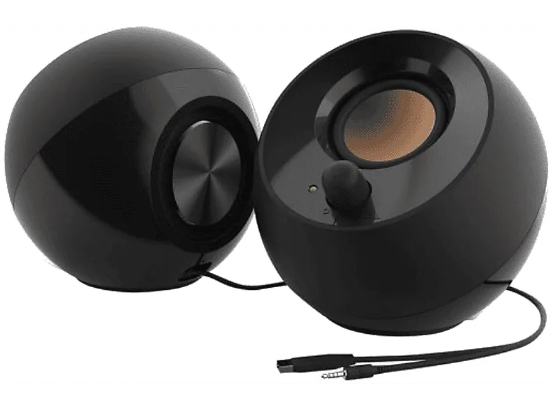 Altavoces para PC - Creative Pebble, 4.4 W, USB, 86 dB, Diseño Minimalista, 2.0 Canales, Negro