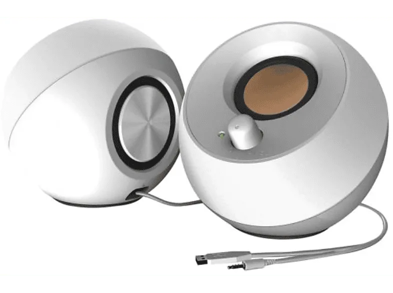Altavoces para PC - Creative Pebble, 4.4 W, USB, 86 dB, Diseño Minimalista, 2.0 Canales, Blanco