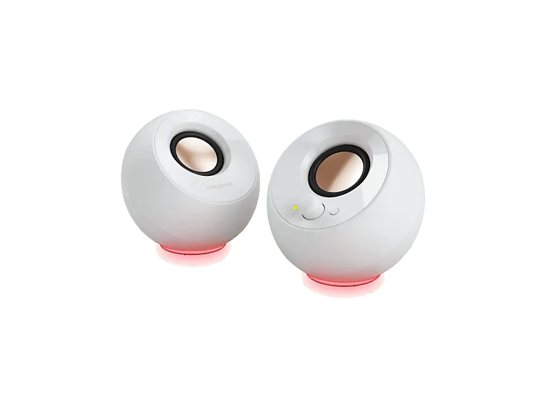 Altavoces para PC - Creative Pebble SE, Iluminación RGB, USB-C, plug-and-play, Blanco