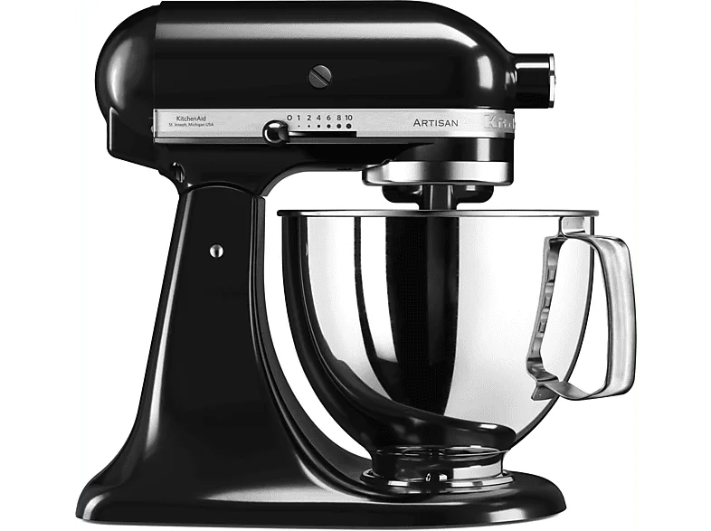Robot amasador - KitchenAid 5KSM125EOB, 300W, 4.8L, Negro