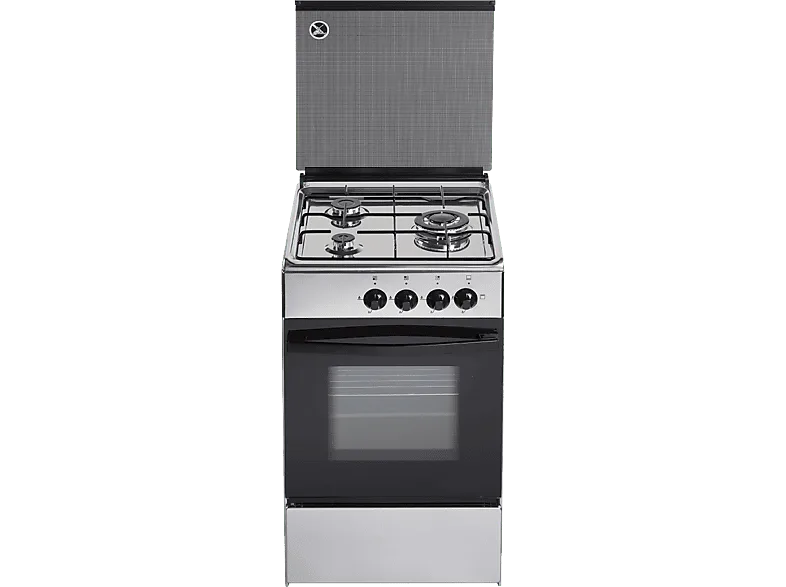 Cocina a gas - Jocel JFG3 007599, Gas butano, 3 quemadores, Horno de butano 54 l, Inox