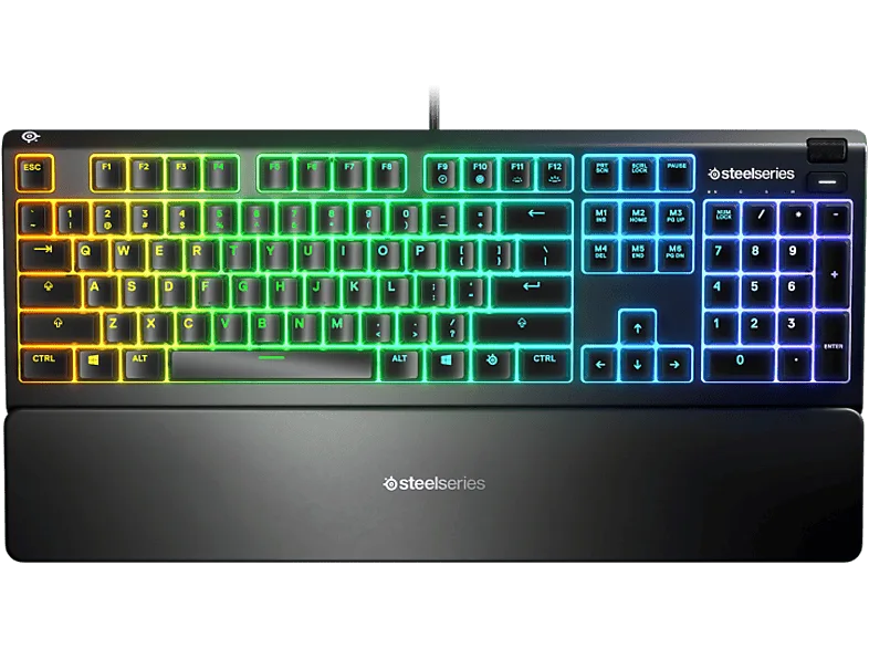 Teclado gaming - SteelSeries Apex 3, Mecánico, USB, Iluminación RGB, Anti-Ghosting, IP32, Negro