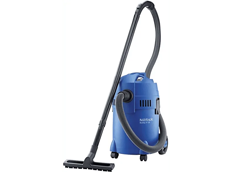 Aspirador sin bolsa - Nilfisk Buddy II 18, Potencia 1200 W, 18 l, 74 dB, De líquidos y solidos, Azul