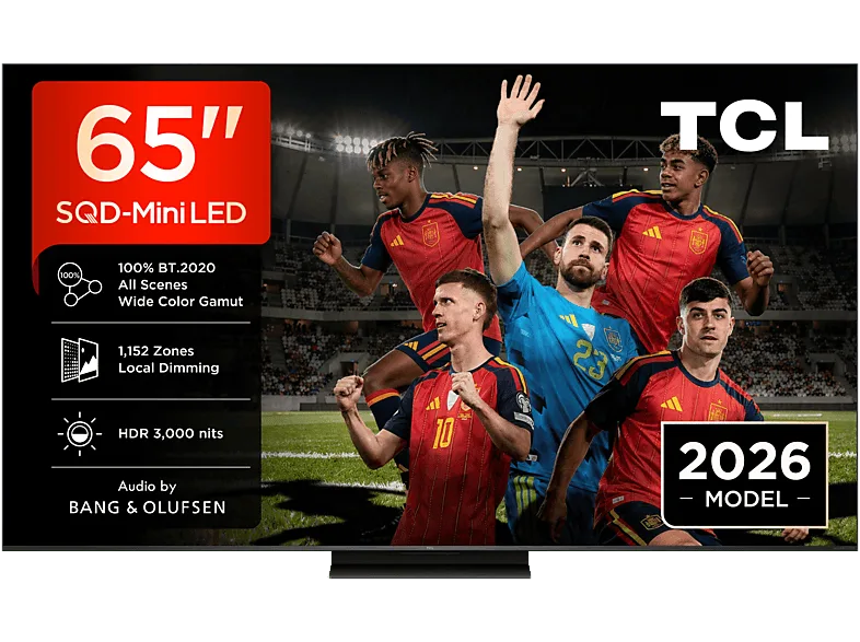 TV QD-Mini LED 65" - TCL 65C7L, QLED 4K, TSR AiPQ, Smart TV, DVB-T2 (H.265), HDR 3000 nits, Dolby Vision y Atmos, Negro
