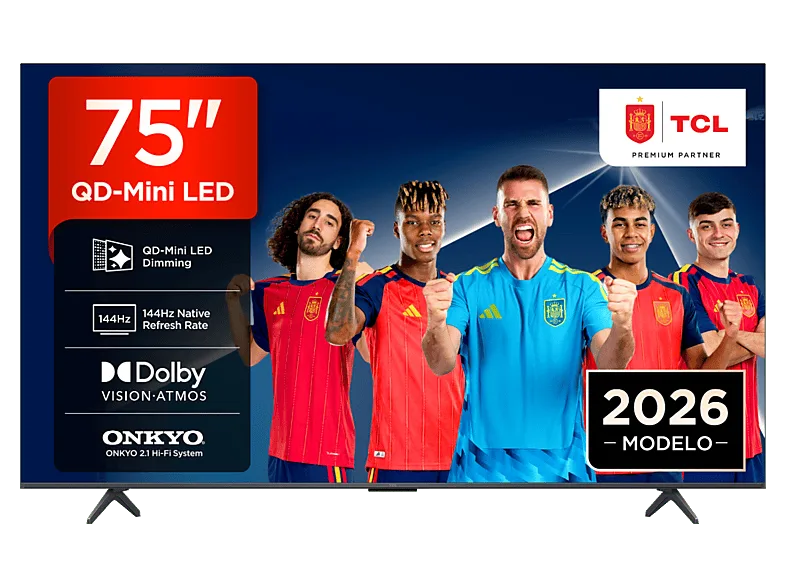 TV QD-Mini LED 75" - TCL 75P8L, UHD 4K, AiPQ Pro Processor, Smart TV, DVB-T2, Negro