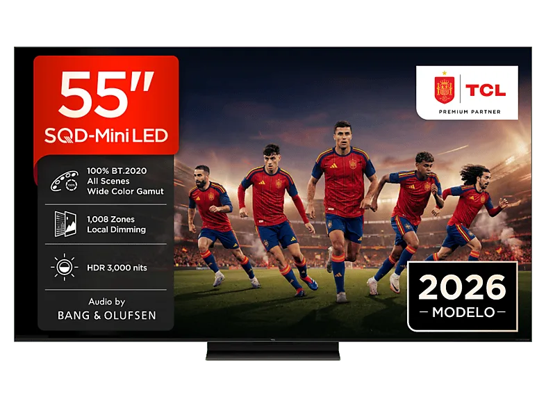 TV QD-Mini LED 55" - TCL 55C8L, UHD 4K, MT9655, Smart TV, DVB-T2, Negro