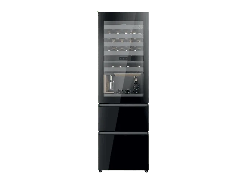 Vinoteca integrable - Haier In-Vista CSW9619ENGBW, Total No Frost, Duo Cooling, Air Flow Natural System, 40 botellas, Negro