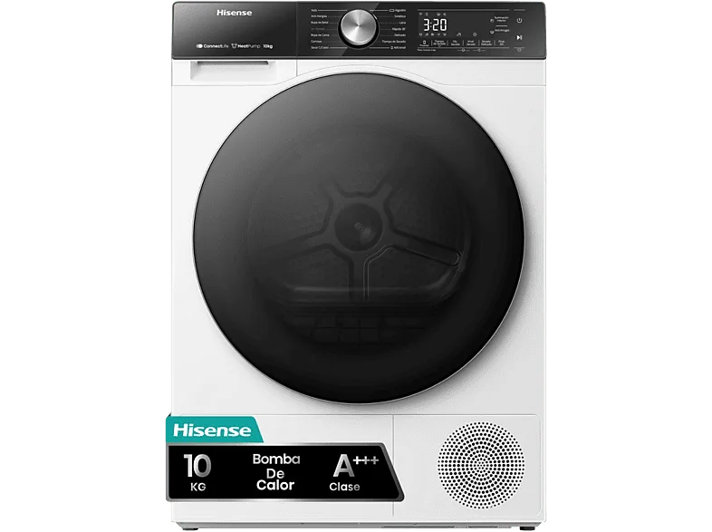 Secadora bomba de calor - Hisense DH5S102BW, 10 kg, 4 programas, WiFi, Función Anti Arrugas, Blanco