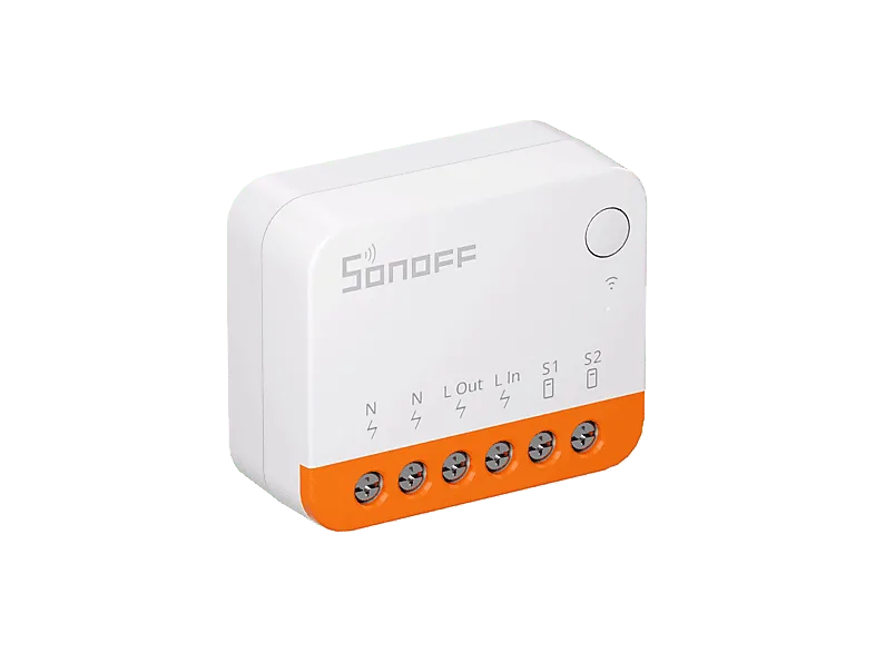 Interruptor inteligente - Sonoff MINIR4, Wi-Fi Zigbee, 10A, Diseño compacto, Control por voz, Blanco