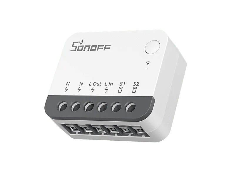 Interruptor inteligente - SONOFF ZBMINIR2, Zigbee (requiere cable neutro), 10A, Diseño compacto, Control por voz, Blanco