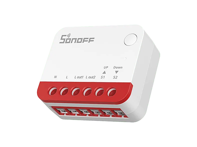 Interruptor para persianas - Sonoff MINI-ZBRBS, ZigBee, 1A, Tamaño mini, Control preciso de porcentaje, Blanco