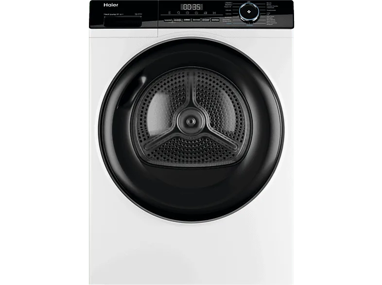 Secadora bomba de calor - Haier I-Pro Series 3 HD90-A3939-IB, 9 kg, 15 programas, Programa higiene, Filtro en 1, Blanco