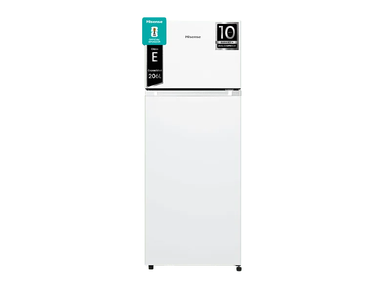Frigorífico dos puertas - Hisense RT267D4AWE, Cíclico Defrost, 143.4 cm, 206 l, Iluminación LED, Blanco