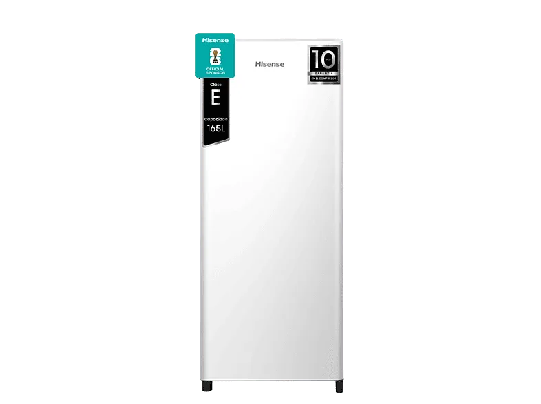 Frigorífico una puerta - Hisense RR220D4BWE, Cíclico, 126.5 cm, 165 L, Balconera XXL, Cajón frutas y verduras, Blanco