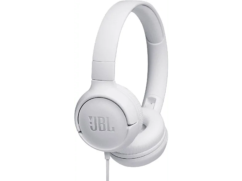 Auriculares - JBL Tune 500, Pure Bass Sound, Micrófono, Plegables, Control volumen, Blanco