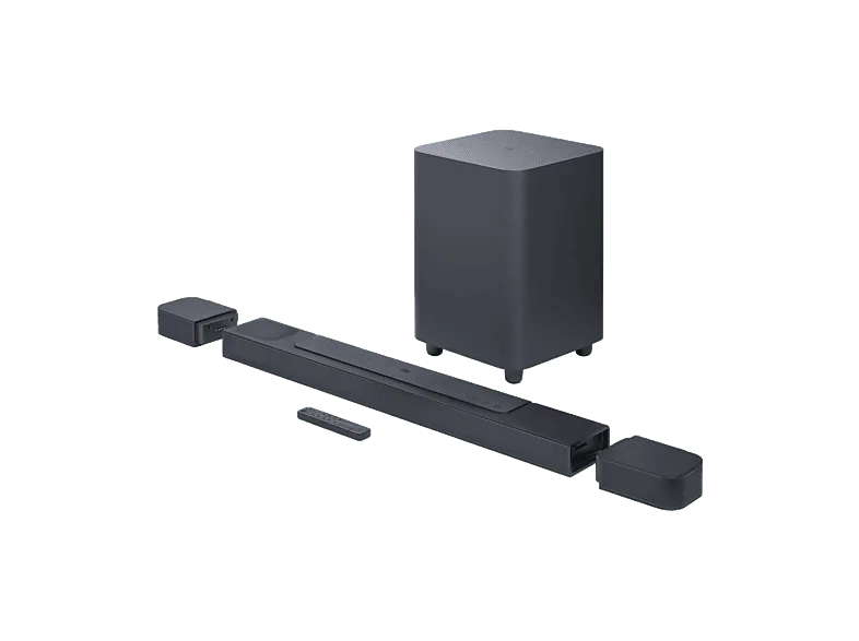 Barra de sonido - JBL Bar 800, Bluetooth, Subwoofer inalámbrico, 720 W, Altavoces envolventes desmontables, Wifi integrado, Canales 5.1.2, Negro