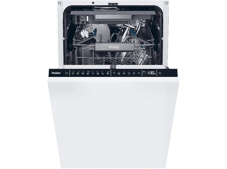 Lavavajillas integrable - Haier XI1C3TB2FB I-Pro Shine Series 4, 11 Servicios, 8 Programas, 44.8 cm, Tercera bandeja, Sin Panelar