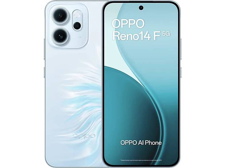 Móvil - OPPO Reno14F, Opal Blue, 256GB, 8GB RAM, 6.57" 2.5D AMOLED, Snapdragon® 6 Gen 1 (4nm), 6000mAh
