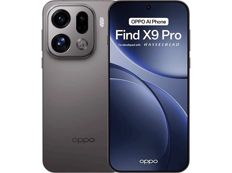 Móvil - OPPO Find X9 Pro, Titanium Charcoal, 512 GB, 16 GB RAM, 6.78" AMOLED ProXDR Gorilla Glass 120 Hz, MediaTek 9500, 7500 mAh