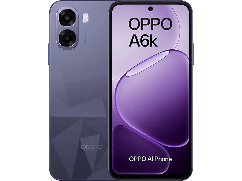Móvil - OPPO A6k, Crystal Black, 256 GB, 4 GB RAM, 6.75" LCD, Qualcomm Snapdragon®685 (6nm), 6100 mAh
