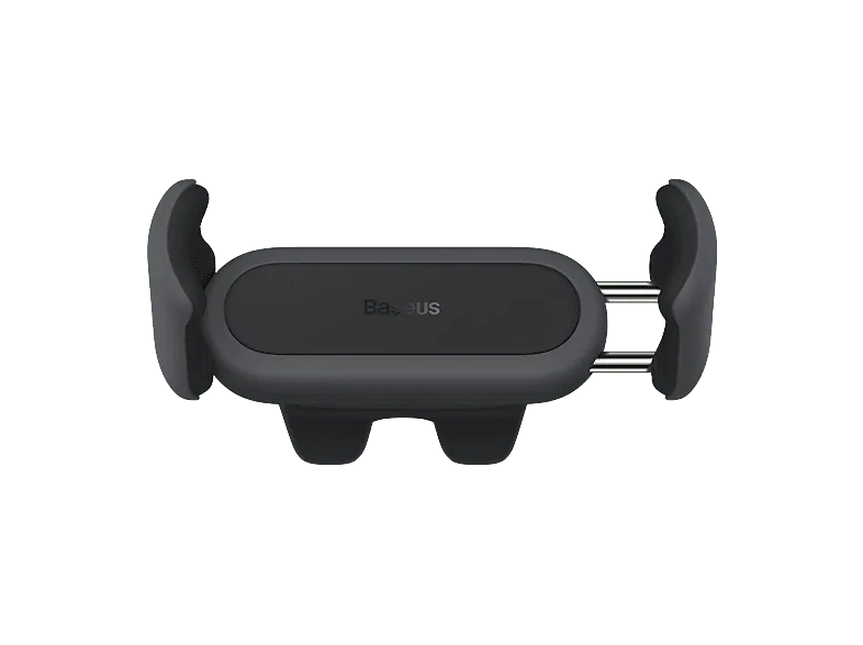 Soporte de móvil para coche - Baseus Steel Cannon 2, Universal, Para rejilla coche, Clip doble con revestimiento silicona, Rotación 360º, Negro