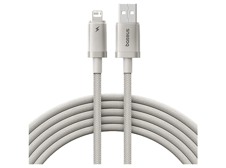 Cable USB a Lightning - Baseus Titanium Alloy, Carga ultrarrápida, Alta resistencia, Lightning, 200 cm, 2.4A, Dorado Galaxy