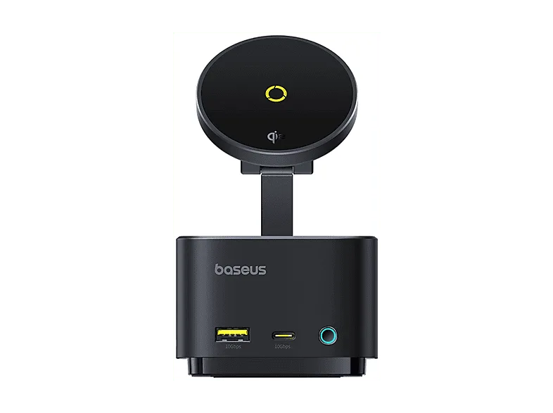 Docking Station - Baseus Serie MagPro II HUB 7 en 1, Con Carga Inalámbrica Magnética de 15W, Qi2, Pantalla dual 4k, Ultrarrápido 100W, Negro