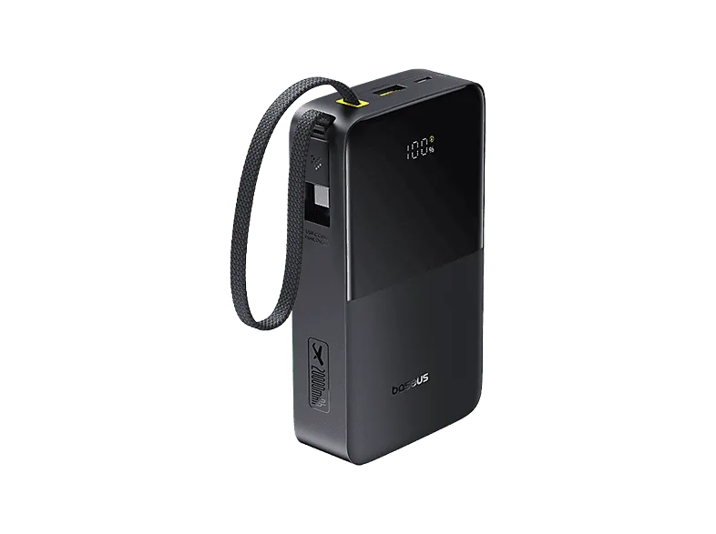 Powerbank - Baseus EnerFill Bipow2 Pro, 20000mAh, 22.5W, Cable retráctil, Carga simultánea ultrarrápida, USB-C, Negro Cluster
