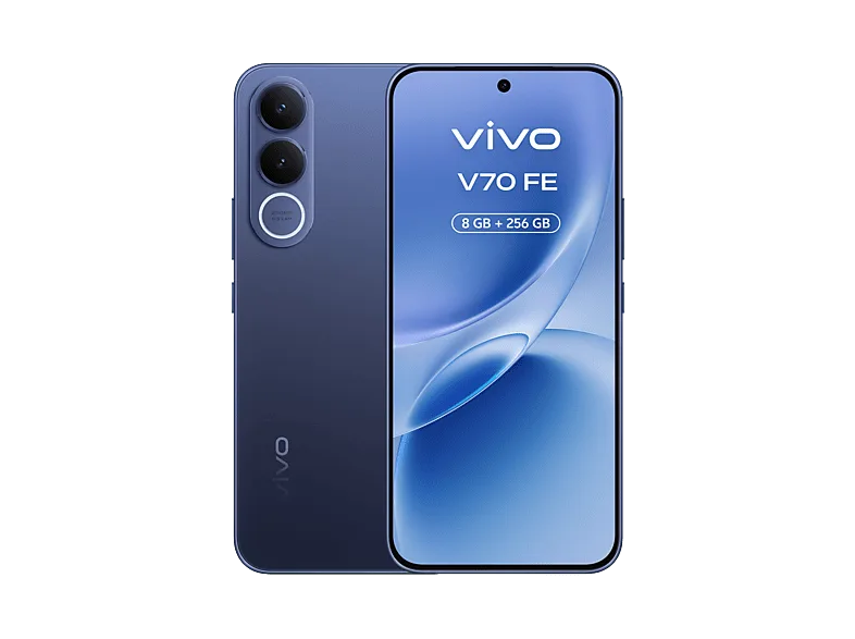Móvil - vivo V70 FE, Ocean Blue, 256GB, 8GB RAM, 6.83" AMOLED, Dimensity 7360-Turbo, 7000 mAh