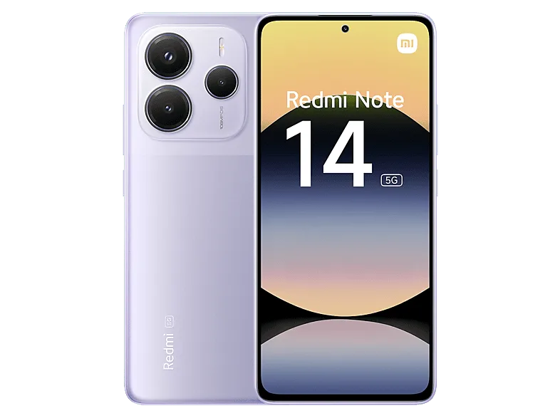 Móvil - Xiaomi Redmi Note 14 5G, Morado lavanda, 256 GB, 8 GB RAM, 6.67" AMOLED FHD+, MediaTek Dimensity 7025-Ultra, 5110 mAh