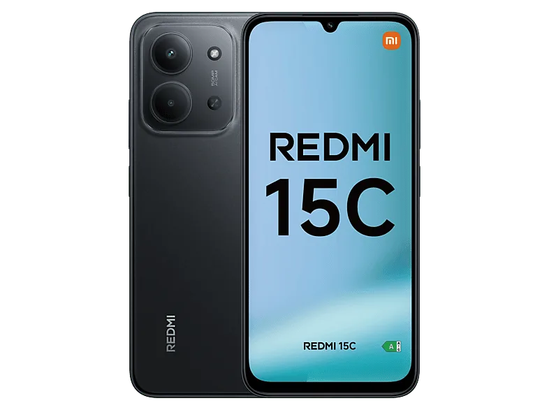 Móvil - Xiaomi Redmi 15C, Negro medianoche, 128GB, 4GB RAM, 6.9" HD+, MediaTek Helio G81-Ultra, 6000 mAh