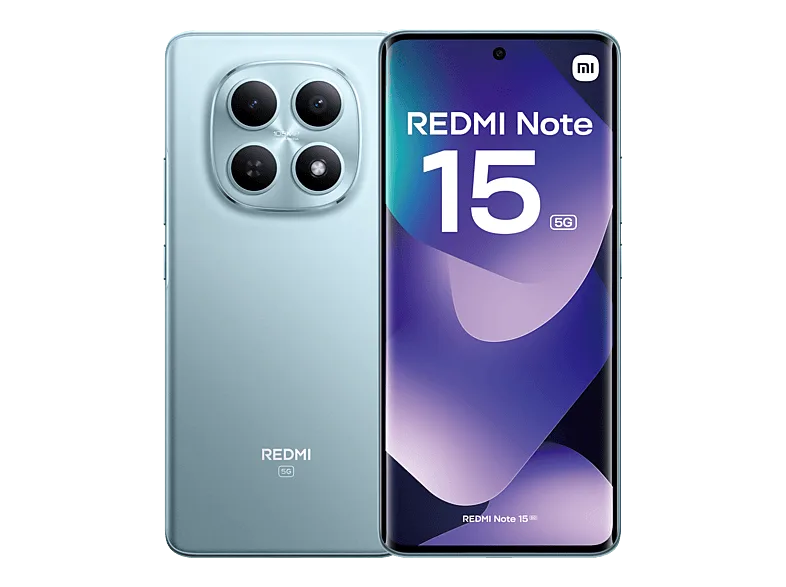 Móvil - Xiaomi Redmi Note 15 5G, Azul glaciar, 256 GB, 8 GB RAM, 6.77" AMOLED FHD+, MediaTek Helio G100-Ultra, 5520 mAh