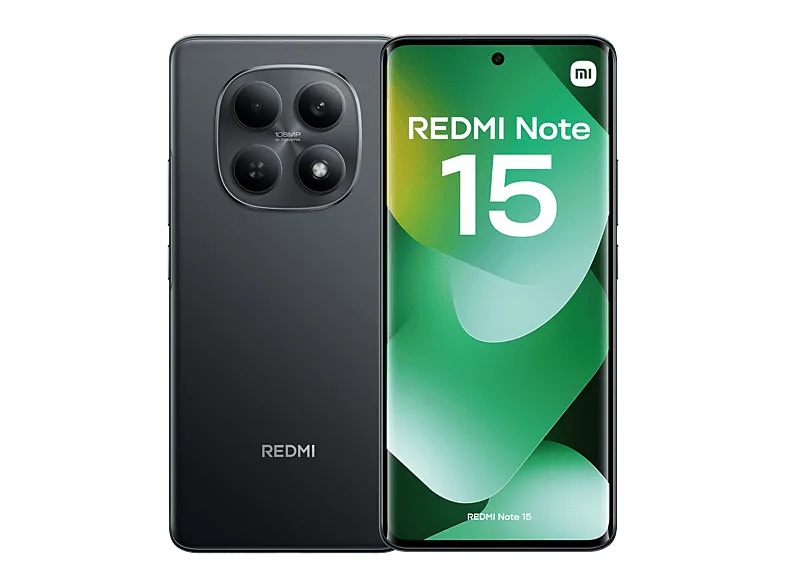 Móvil - Xiaomi Redmi Note 15, Negro, 256 GB, 8 GB RAM, 6.77" AMOLED FHD+, MediaTek Helio G100-Ultra, 6000 mAh