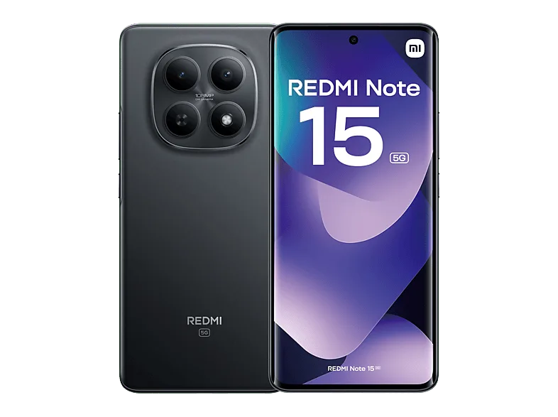 Móvil - Xiaomi Redmi Note 15 5G, Negro, 512 GB, 12 GB RAM, 6.77" AMOLED FHD+, Snapdragon 6 Gen 3, 5520 mAh