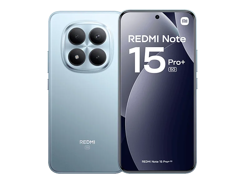 Móvil - Xiaomi Redmi Note 15 Pro+, Azul glaciar, 256 GB, 8 GB RAM, 6.83" AMOLED CrystalRes, Snapdragon® 7s Gen 4", 6500 mAh