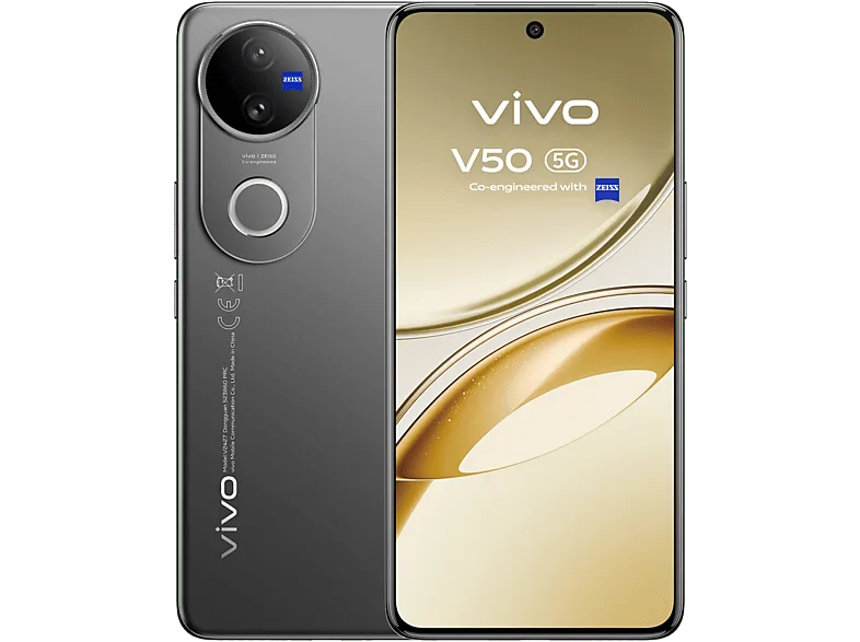Móvil - vivo V50, Satin Black, 512 GB, 12 GB RAM, 6.77" AMOLED, Snapdragon® 7 Gen3 2.63GHz*1, 6000 mAh