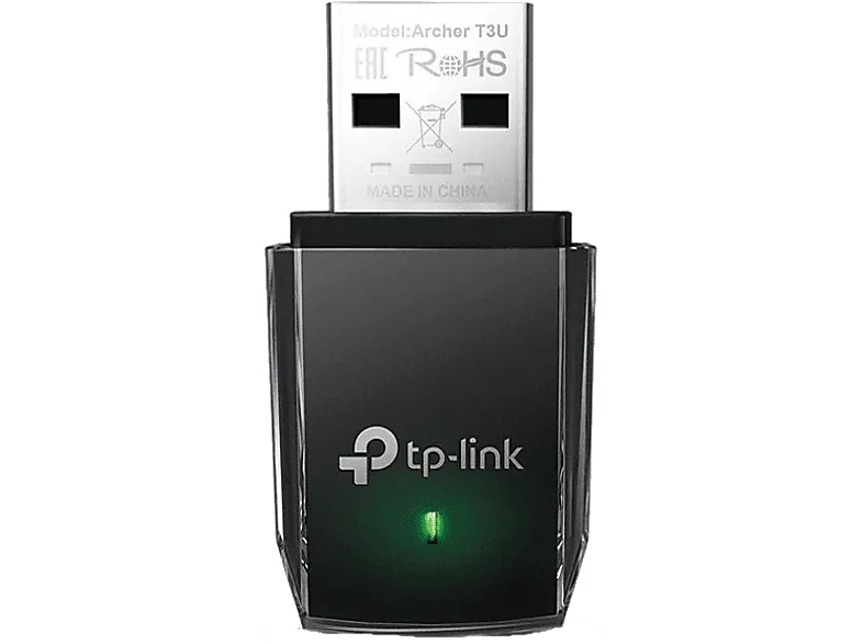 Adaptador Wi-Fi USB - TP-Link Archer T3U, Velocidad transferencia 1300 Mbps, 3.0, Doble Banda, 5 GHz, Negro