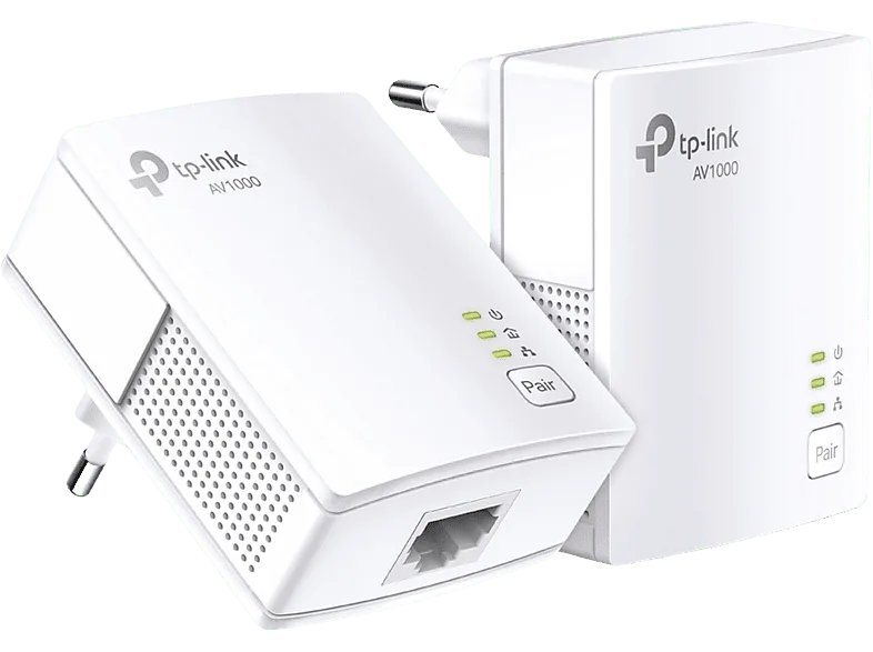 Kit adaptadores PLC - TP-Link TL-PA7017, Puerto Gigabit, AV1000, Ahorro Energía, 2 unidades, Blanco