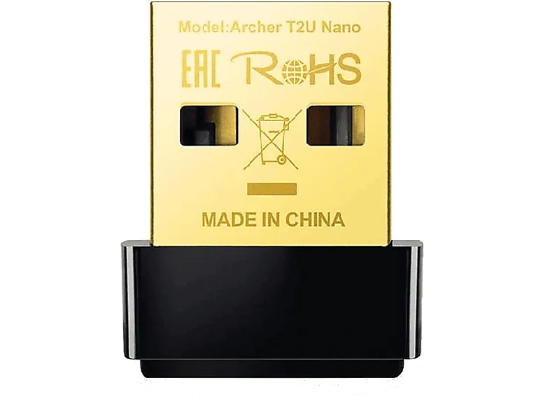 Adaptador Wi-Fi USB - TP-Link Archer T2U Nano, Velocidad transferencia 633 Mbps, 2.0, Doble Banda, 5 GHz, Negro
