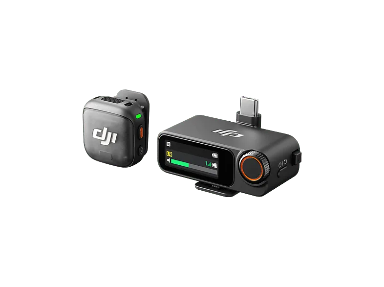 Micrófono - DJI Mic 3 (1 TX + 1 RX), Inalámbrico, Cancelación de ruido avanzada, 28h Autonomía, Negro