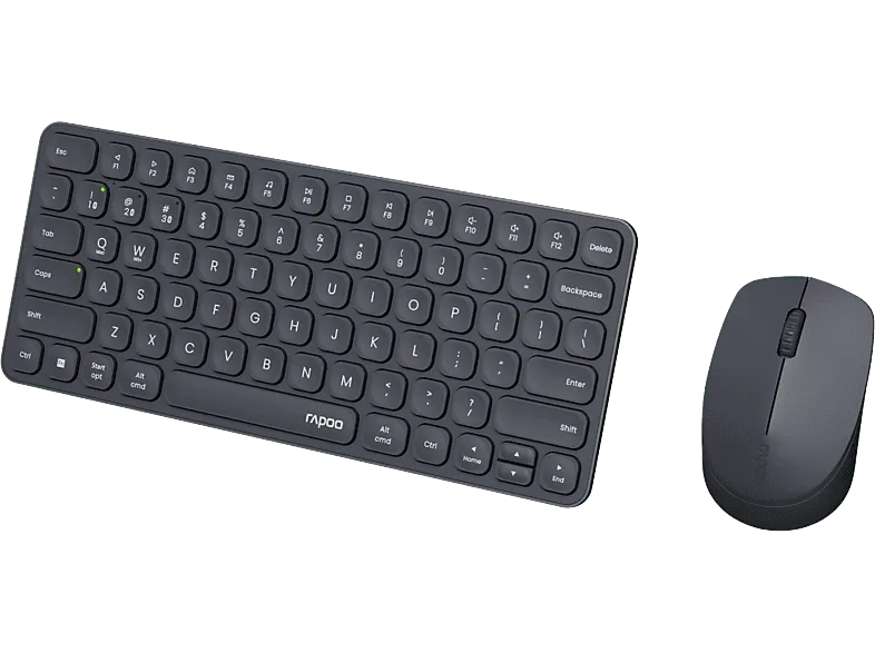 Pack Teclado + Ratón - Rapoo 9010M, Inalámbrica, Bluetooth, 2400 ppp, Diseño ultrafino, Alcance 10m, Negro